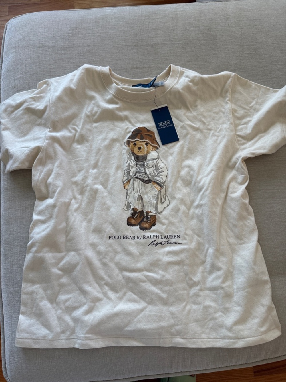 Ralph Lauren Cream Polo Bear Graphic Short Sleeve Tee